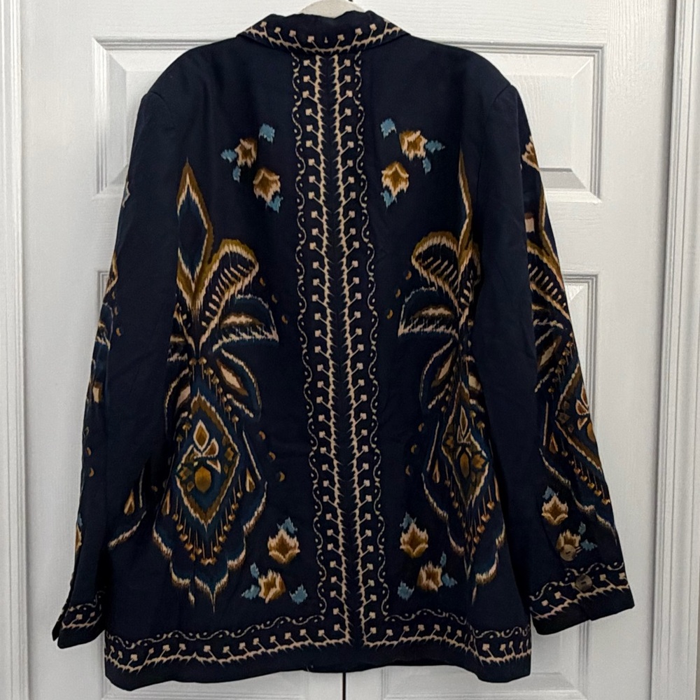 NWT Farm Rio unisex Blue Pineapple Ikat Blazer Size XL 100% Cotton - Picture 4 of 5